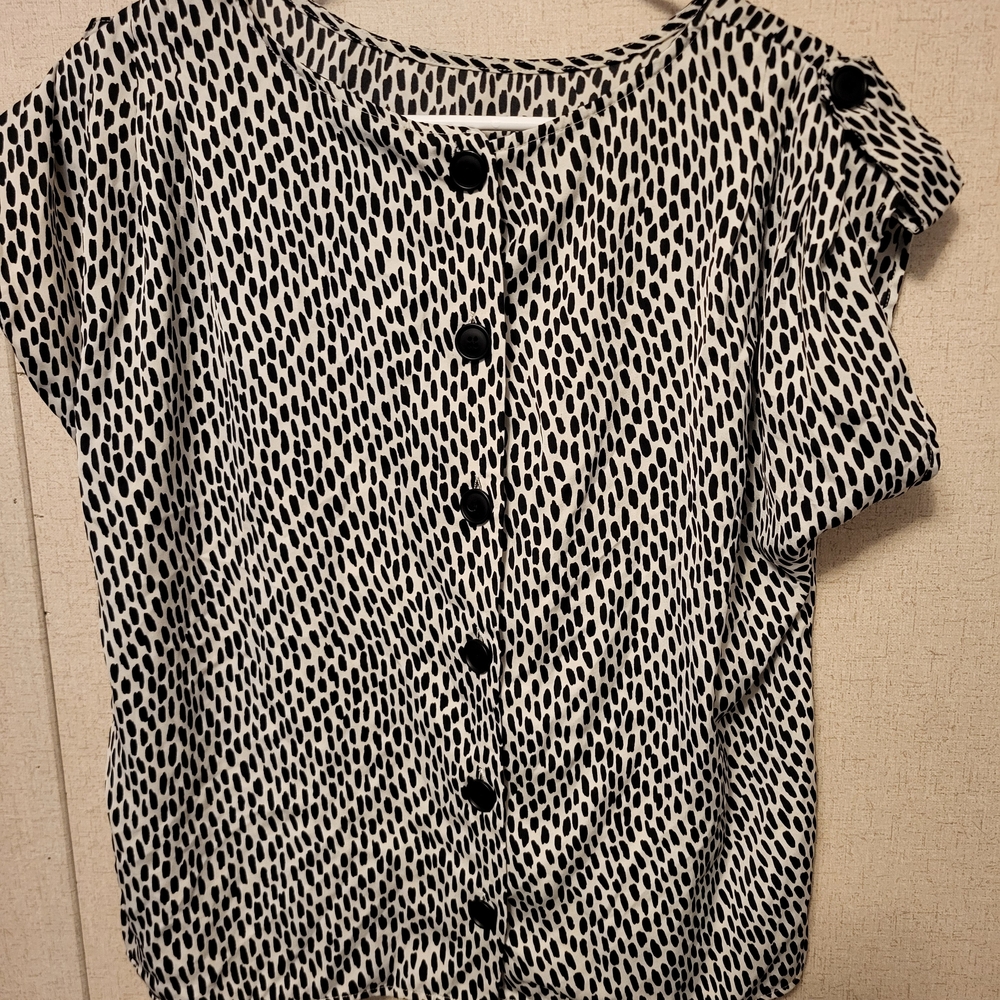 Who What Wear Monochrome Button-Down Blouse